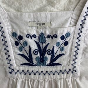 MADEWELL Blue and White Blouse w Embroidery M
